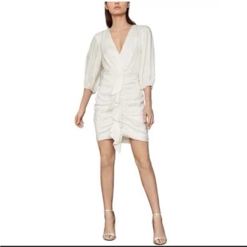 BCBGMaxAzria White Ruched Mini Dress